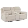 Image de Canapé 2 places relax électrique avec tablette en tissu chiné beige KELUNO
