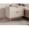 Image de Table de chevet - 2 tiroirs - Beige et doré - ELONARIA
