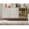 Image de Buffet 2 portes et 3 tiroirs avec LEDs en MDF et verre fumé - Beige et noir - OVILA