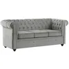 Image de Canapé 3 places convertible en velours gris clair CHESTERFIELD