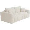Image de Canapé 3 places convertible express en tissu bouclette blanc cassé - Couchage 140 cm - Matelas 16 cm ISSORO