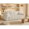 Image de Canapé 4 places convertible express en tissu bouclette blanc cassé - Couchage 160 cm - Matelas 16 cm ISSORO