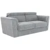 Image de Canapé 3 places convertible express en tissu texturé gris - Couchage à lattes larges 140 cm - Matelas 22 cm avec mémoire de forme -