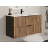 Image de Meuble de salle de bain suspendu avec vasque à encastrer - Naturel clair et noir - 100 cm - MADELA