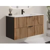 Image de Meuble de salle de bain suspendu avec vasque à encastrer - Naturel clair et noir - 100 cm - MADELA