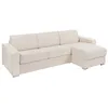 Image de Canapé dangle réversible convertible express en tissu texturé beige - Couchage lattes larges 160 cm - Matelas 22 cm avec mémoire de