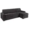 Image de Canapé dangle réversible convertible express en velours côtelé gris - Couchage lattes larges 140 cm - Matelas 14 cm - CALITO