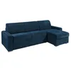 Image de Canapé dangle réversible convertible express en velours côtelé bleu - Couchage 160 cm - Matelas 18 cm - CALITO