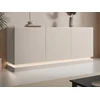 Image de Buffet 3 portes avec LEDs en MDF - Beige et effet marbre blanc - DEVIKA