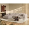 Image de Grand canapé d'angle gauche convertible express en velours côtelé fines côtes beige - Couchage 140 cm - Matelas 13 cm mémoire de forme POGNI