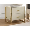 Image de Lot de 2 tables de chevet 2 tiroirs - MDF - Beige et doré - OMBRELIA