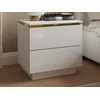 Image de Lot de 2 tables de chevet avec 2 tiroirs - Blanc brillant et doré - VUKIA