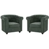 Image de Lot de 2 fauteuils en tissu vert CHESTERFIELD