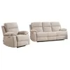 Image de Canapé 3 places et fauteuil relax électrique massant en tissu chenille beige KOCENI