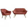 Image de Canapé 2 places et fauteuil en tissu texturé terracotta CASERTA