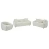 Image de Canapé 3 places 2 places et un fauteuil en tissu texturé ivoire NAFEKI
