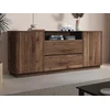 Image de Buffet avec 2 portes, 2 tiroirs et 1 niche - Naturel foncé et noir - CEMILINA