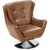 Image de Fauteuil pivotant en cuir de buffle camel ANABA