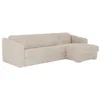 Image de Canapé dangle réversible convertible express en tissu texturé beige - Couchage lattes larges 160 cm - Matelas 14 cm - DARIELO