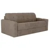 Image de Canapé 3 places convertible express en tissu texturé taupe - Couchage lattes larges 140 cm - Matelas 22 cm avec mémoire de forme -