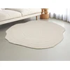 Image de Tapis organique en relief 100% laine tufté main- D. 160 cm - Ivoire - 2100g/m² - ORENIA