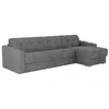 Image de Canapé dangle réversible convertible express en tissu texturé gris - Couchage lattes larges 160 cm - Matelas 22 cm avec mémoire de