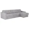 Image de Canapé dangle réversible convertible express en tissu texturé gris clair - Couchage lattes larges 160 cm - Matelas 22 cm avec