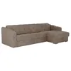 Image de Canapé dangle réversible convertible express en tissu texturé taupe - Couchage 160 cm - Matelas 14 cm - DARIELO