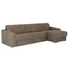 Image de Canapé dangle réversible convertible express en tissu texturé taupe - Couchage lattes larges 140 cm - Matelas 22 cm avec mémoire de