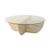Image de Table basse en verre trempé - Effet travertin et Transparent - AYSUN