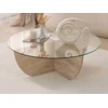Image de Table basse en verre trempé - Effet travertin et Transparent - AYSUN