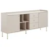 Image de Buffet avec 2 portes 3 tiroirs et 4 niches - Beige et doré - LUNAOR