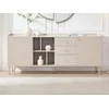 Image de Buffet avec 2 portes, 3 tiroirs et 4 niches - Beige et doré - LUNAOR