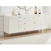 Image de Buffet avec 2 portes et 3 tiroirs - Blanc et doré - ALOBARA