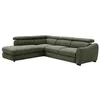 Image de Canapé dangle gauche convertible en tissu texturé vert BESEMA