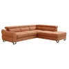 Image de Canapé dangle droit convertible en tissu texturé terracotta VAVERDO
