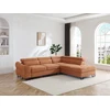 Image de Canapé d'angle droit convertible en tissu texturé terracotta VAVERDO