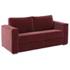 Image de Canapé 3 places convertible express en tissu chenille bordeaux - Couchage à lattes larges 140 cm - Matelas 22 cm avec mémoire de