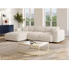 Image de Grand canapé d'angle gauche convertible en tissu bouclette blanc POGNI de Maison Céphy