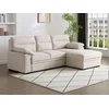 Image de Canapé d'angle droit convertible en tissu beige avec tablette ULENIO