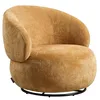 Image de Fauteuil rotatif en tissu texturé jaune moutarde LACAZO
