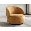 Image de Fauteuil rotatif en tissu texturé jaune moutarde LACAZO