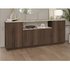 Image de Buffet avec 4 portes et 1 étagère - Naturel foncé et effet travertin beige - LOTULA