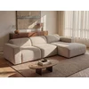 Image de Grand canapé d'angle droit avec assise coulissante électrique en tissu beige POGNI de Maison Céphy