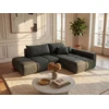 Image de Canapé d'angle droit ouvert convertible en tissu texturé vert sapin MINTURNO