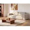 Image de Canapé 3 places convertible express en tissu beige - Couchage 140 cm - Matelas 16 cm mémoire de forme POGLO