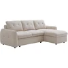 Image de Canapé d'angle convertible et réversible en tissu texturé beige POBAVA