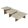 Image de Tables basses gigognes - Effet travertin beige et naturel foncé - OMELINA