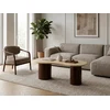 Image de Table basse en travertin et bois d'acacia - Beige et naturel foncé - SURILA