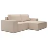 Image de Petit canapé dangle droit convertible en tissu texturé beige AMELIA